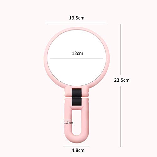 15x Magnifying Handheld Mirror,High Definition Magnified Mirror,Travel Folding Double Sided Pedestal Makeup Mirror,1/15x Magnification Compact Size Portable Vanity Standing Round Cosmetic Mirror(Pink) - Thumbnail 4