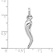 Sterling Silver Italian Polished Rhodium Horn Cornicello Good Luck Charm Pendant - 6mm x 30mm - Italian Horn Necklace for Women Men - Protection Charm