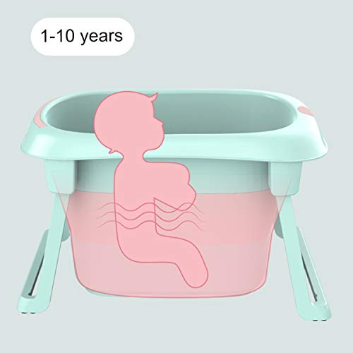 3-in-1 Baby Bath Tub Portable Toddler Collapsible Bathtub Infant Shower Basin Anti Slip Skid Proof for 0-10 Years (Green, tub)