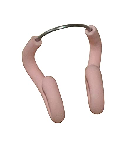 CHEX Unisex Women’s Men’s Spring Nose Clip Two Piece Construction Slightly Sprung Metal Rubber Covered Lightly Padded Pink Flesh Finish One Size Adults In Clear Plastic Case
