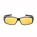 JuicyOrange Womens Fit Over Glasses Polarized Night Driving Rhinestone Sunglasses (Black, yellow)