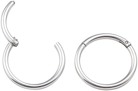 FB 16G 10mm 316L Stainless Steel Seamless Nose Ring Hoop Hinged Body Piercing Earring Hoop Clicker Ring