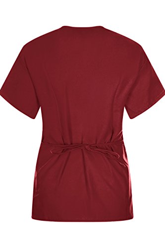MedPro Women's Solid Medical Scrub Set Mock Wrap Top and Cargo Pants Wine L