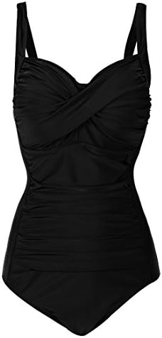 Akivide Women One Piece Monokinis, Ruched Tummy Control V Neck Swimsuit