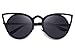 MERRY'S Cat Eye Sunglasses Round Metal Cut-Out Flash Mirror Lens Metal Frame Sun glasses S8064 (Black, 50)
