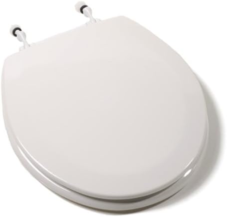 Comfort Seats C1B4R2-00WP Deluxe Molded Wood Toilet Seat with White Hinges, Round, White