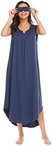 Kindes Nightgowns Womens Sleepwear Cotton Short Sleeve Nightshirt Sexy Sleep Night Lounge Dress