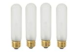 (Pack of 4) 25T10/FR - 25 Watt T10 Frost Tubular - 120V - Medium (E26) Base - Incandescent Light Bulb