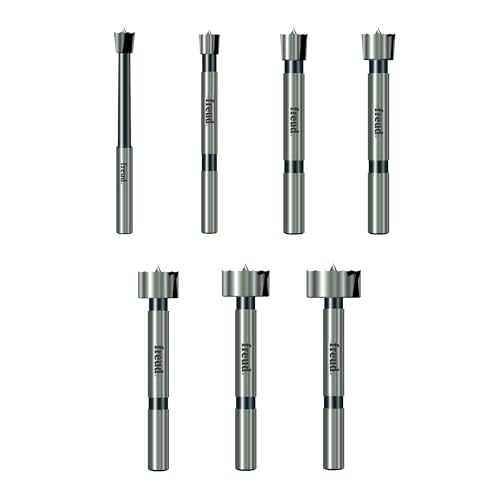 Freud 7-Piece Precision Shear Forstner Bit Set 1/4 to 1 with Serrated Edges for Flawless Cutting - Ideal for Flat Bottom Holes, Includes 1/4 to 1 Bits, Razor-Sharp Spur - PB-107B
