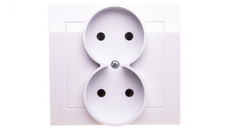 Ospel GP-2W/00 Socket White IP20, 16 A, 88 mm, 45 mm, 82 mm