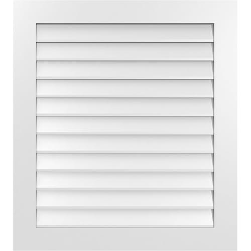 34"W x 38"H Vertical Surface Mount PVC Gable Vent: Non-Functional, w/ 3-1/2"W x…
