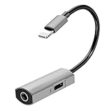 iPhone Headphone Adapter, Andobil Lightning to 3.5mm Aux Headphone Jack and Charger Cable Adapter Splitter for iPhone 7/7 Plus/8/8 Plus/X/iPad/iPod Touch(Support iOS 11.4 and Previous) (Gray)