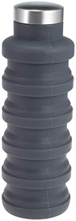 Candora Travel Silicone Water Bottle - Collapsible Water Bottle Outdoor Sport (Grey)