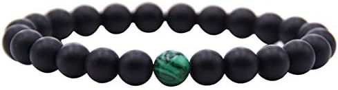 wintefei 1Pc/2Pcs 8mm Fashion Faux Pumice Stone Malachite Bracelet Couple Accessory