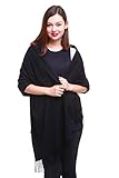 REEMONDE Womens Super Soft Long Shawl Solid Colors Warm Pashmina Big Scarf (Black)