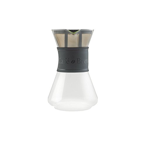 Cafe Brew PO108 BLACK 8 Cup Pour-Over Coffeemaker with Permanent Filter, 40 oz, Black