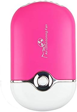 Bright Portable Mini Personal Fan Handheld USB Rechargeable Bladeless Air Conditioner Pocket Air Refrigeration Cooler Desk Fans Sports Travel Cooling Fan(Rose Red) for Travel