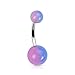 {Aurora Borealis} 316L Steel Navel Ring 2-Tone Ball-14GA-7/16