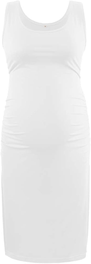 Liu & Qu Women's Maternity Sleeveless Tank Dresses Side Ruching Bodycon Dress for Daily Wearing or Baby Shower at  Women’s Clothing store