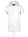 Screenshotbrand Mens Hip Hop Longline Premium Tee - Pullover Hooded Fashion T-Shirt High-Low Distress Ripped - White - Medium