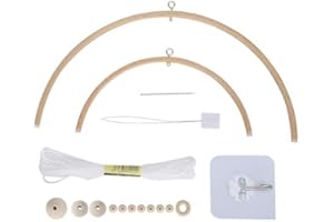 LALOCAPEYO DIY Wooden Frame Ornaments Handmade Kit,Round Wind Bell, Hang Decoration,Ceiling Wooden Wind Chime Hanging (semici