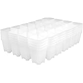 BangQiao 120 Pack Small 2.70 Inch Clear Plastic Square Nursery and Seedling Pot Container, Seed Starting Transplant Planter with Drain Hole for Germination