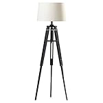 NAUTICALMART BLACK WOOD 62" TRIPOD FLOOR LAMP FOR LIVING ROOM