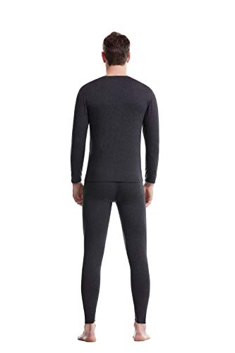 XGDong Men’s Thermal Underwear Set Fleece Lined Long Johns Winter Base Layer Top & Bottom Set Charcoal