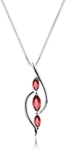 Garnet Swirl Drop Pendant Necklace