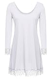 Meaneor Women's Long Sleeve Lace Embellished Loose Dress Top