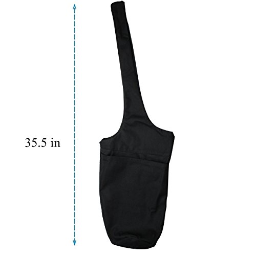 Yoga Mat Bag by Okela, Long Strap Yoga Mat Tote Sling Carrier with Side Pocket & Zipper Pocket, Fits Most Size Mats (Black)