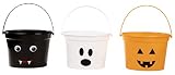 Halloween Buckets - 3-Pack Trick-or-Treat Candy Holders for Halloween Decoration, Kids Party Supplies, Bat, Ghost, and Pumpkin, 3 Assorted Designs, 8 x 5.75 x 6 Inches