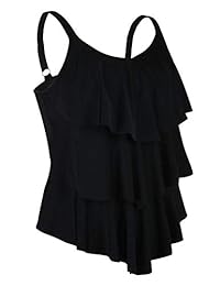 Septangle - Traje de baño, tankini de dos piezas para mujer con volantes