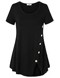 Vivilli Women's Short Sleeve Split Hemline Casual T-Shirt Blouse Tops with Buttons