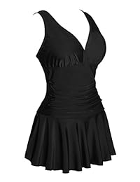 COCOPEAR Traje de baño de una pieza, modelador de cuerpo, estampado, con falda, talla grande, para dama