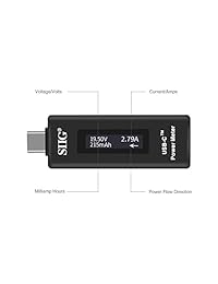 Siig USB tipo C Medidor de potencia Tester Multímetro Monitor con indicador digital de carga para Macbook Pro, MacBook y otros dispositivos USB-C y cargadores