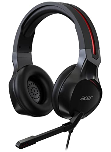 Acer Nitro Gaming Headset with Adjustable Headband, Omnidirectional Microphone, 100 dB Sensitivity, Black/Red