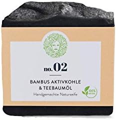 Organic Face Soap Bamboo Charcoal & Tea Tree Oil – For Acne, Spots and blemishes Oily and Impure Skin – Vegan – 100 g