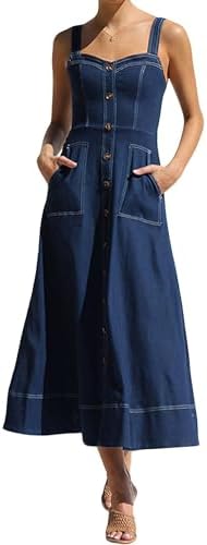 CIDER Denim Ruffle Cami Maxi Dress: Denim, XXS at Amazon Women's Clothing  store
