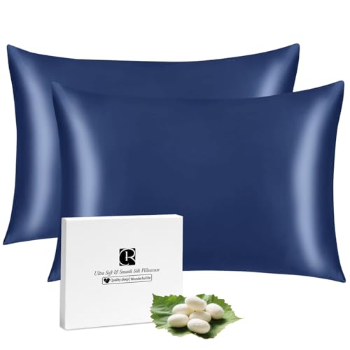 Ravmix Seidenkissenbezug 40x80 Maulbeerseide, für Haar & Haut, Marineblau