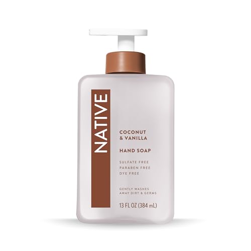NATIVE LIQUID HAND SOAP, COCONUT & VANILLA SCENT, NON-DRYING FORMULA FOR SOFT, SMOOTH HANDS, MADE WITH PLANT-BASED CLEANSERS, SULFATE & PARABEN FREE, 13 OZ BOTTLE