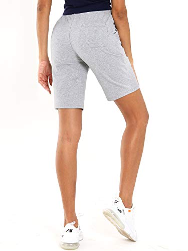 CQC Women's Bermuda Cotton Shorts Athletic Active Yoga Lounge Quick Dry Activewear Workout Joggers Shorts Light Gray M - Thumbnail 3
