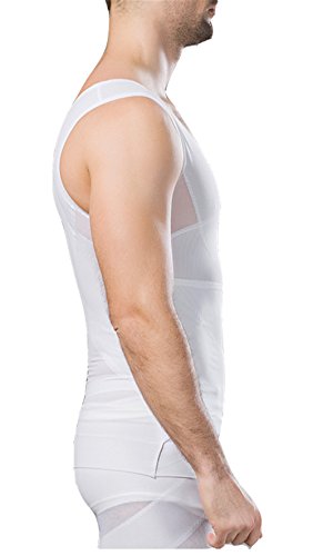 Breathable Gynecomastia Compression Hide Man Moobs Clasp Chest Binders Tank Tops (Large, White)