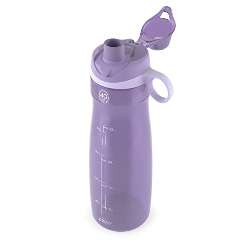 Pogo 40oz Plastic Water Bottle with Soft Straw Lid and Carry Handle, Reusable, BPA Free, Dishwasher Safe, Perfect for Travel, School, Outdoors, and Gym, Lilac