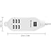 USB Charger 6 Port 5 Feet Cord, Kasonic Universal 6A 25W Portable Hub Desktop Wall Charging Multi Port Rapid Adapter with Switch (White-182)