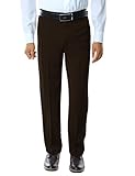Match Men's Straight-fit Wrinkle-resistant Flat Front Dress Pants(33W x 32L, 8053 Dark coffee)