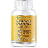 Hair Skin Nails and Vitamins Supplement 60 Capsules with MSM, Biotin 5000 mcg for Hair Growth Healthy Natural Collagen Growth Glowing Skin Shine Strong Nails for Men Women Energy Resilience Strength
