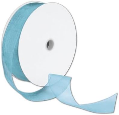 Ribbons Solid Color - Sheer Organdy Robin's Egg Ribbon, 1 1/2" x 100 Yds (1 Roll) - BOWS-9-15-355