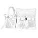 TRUE LOVE GIFT Ring Bearer Pillow and Wedding Flower Girl Basket Set Pearl Rhinestones White Satin Lace Collection