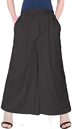 Jenee Ventures Ankle Length with Pockets and Belt Solid Rayon Cotton Palazzo Pant for Women (Free Size,11 colors)